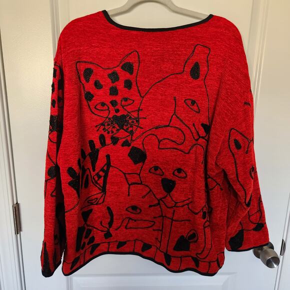 SaraStudio Plus Red Embroidered Abstract Animal JacketVintage NWT 3XL - Picture 11 of 12